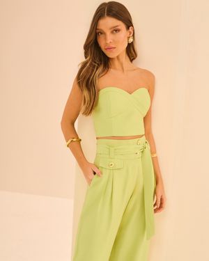CONJUNTO CALÇA PANTALONA COS LARGO E TOP TQC