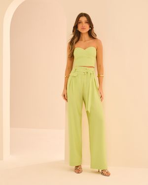 CONJUNTO CALÇA PANTALONA COS LARGO E TOP TQC