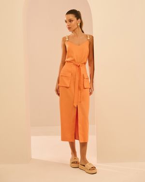 CONJUNTO SAIA MIDI E BLUSA UM OMBRO SO