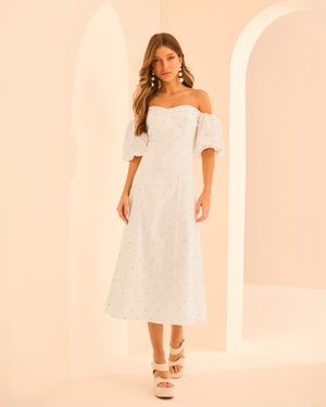 VESTIDO MIDI OMBRO A OMBRO POÁ