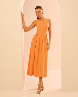 VESTIDO MIDI BORDADO CINTURA