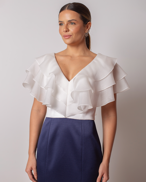 VESTIDO LONGO BABADOS ORGANZA