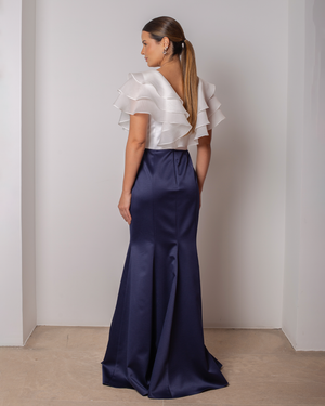 VESTIDO LONGO BABADOS ORGANZA