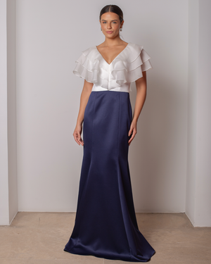 VESTIDO LONGO BABADOS ORGANZA