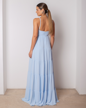 VESTIDO LONGO COM MARIAS DETALHE FLOR