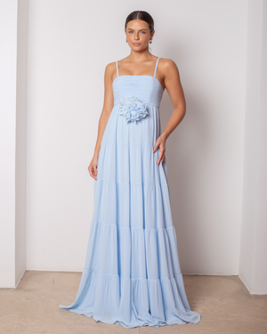 VESTIDO LONGO COM MARIAS DETALHE FLOR