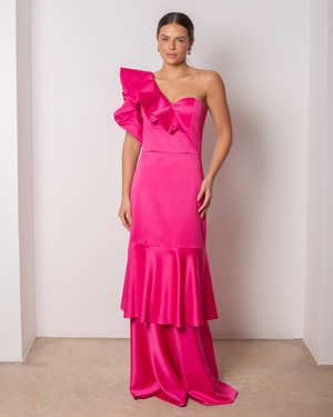 VESTIDO OMBRO SÓ MAXI BABADO