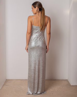 VESTIDO LONGO COM DRAPEADO SAIA E BUSTO