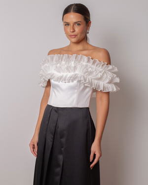 VESTIDO ORGANZA E SAIA SOBREPOSTA