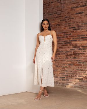 VESTIDO MIDI COM FENDA FRONTAL