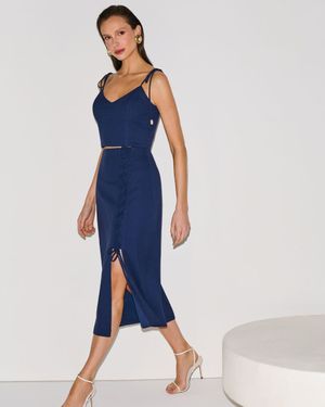Conjunto Top e Saia Midi com Detalhe Amarração