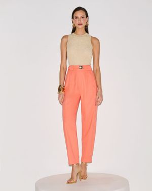 Calça Cenoura com Cinto de Elástico