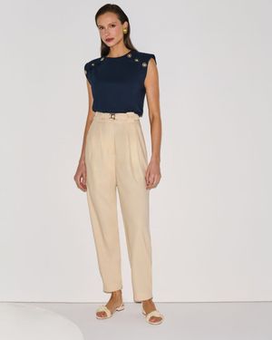 Calça Cenoura com Cinto de Elástico