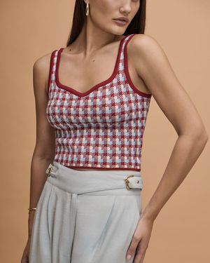 Top Jacquard Pied de Poule 