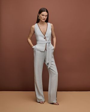 Conjunto Top e Calça Pantalona com Vivo