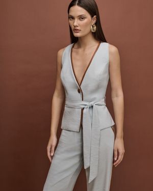 Conjunto Top e Calça Pantalona com Vivo