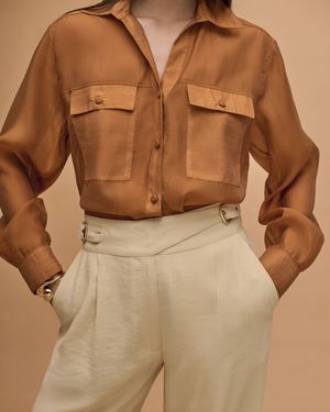 Calça Wide Cós Transpassado com Fivelas