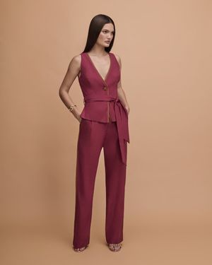 Conjunto Top e Calça Pantalona com Vivo