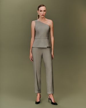 Conjunto Top um Ombro só e Calça Cenoura