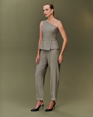Conjunto Top um Ombro só e Calça Cenoura