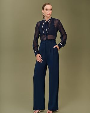 Camisa Manga Longa Gola Foulard Bicolor