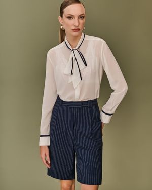 Camisa Manga Longa Gola Foulard Bicolor