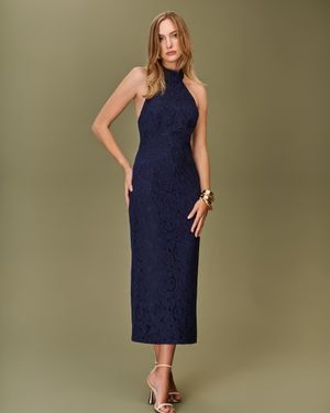 Vestido Midi Fenda e Decote Costas