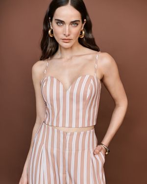 Conjunto Top Listras e Calça Pantalona