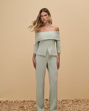 Conjunto Manga Longa Ombro a Ombro e Calça