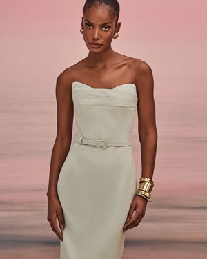 Vestido Midi com Detalhe Drapeado Busto
