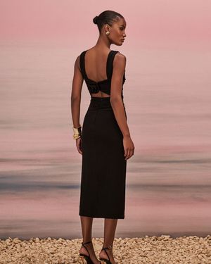Vestido Midi Jersey com Detalhe Costas