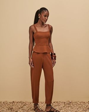 Calça Cenoura Cós Pespontado 