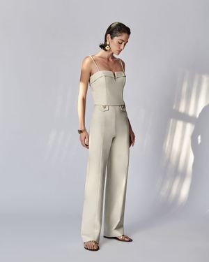 Calça Pantalona Detalhe Martingale
