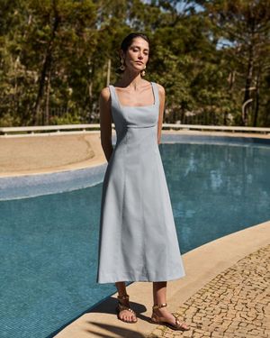 Vestido Midi Lady com Pespontos 