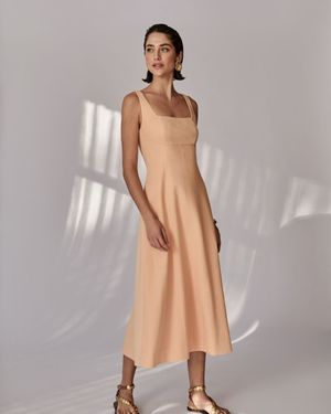 Vestido Midi Lady com Pespontos 