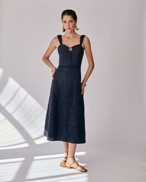 Vestido Midi Detalhe Renda 