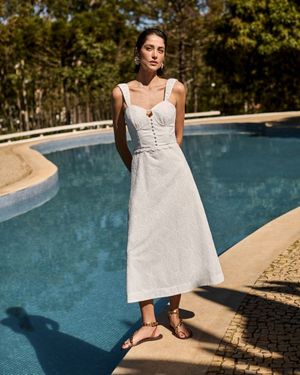 Vestido Midi Detalhe Renda 