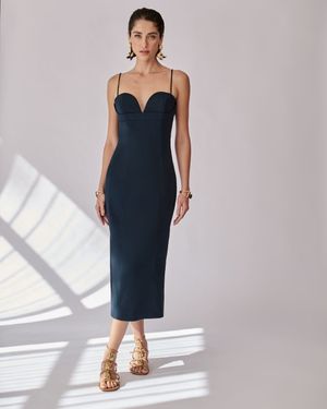 Vestido Midi Decote Coração