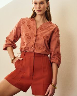 Blusa Manga Peplum Flor 3D