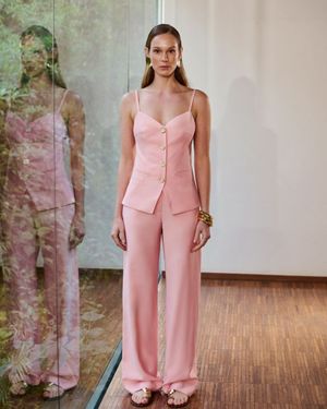 Conjunto Top Alongado Botões e Calça