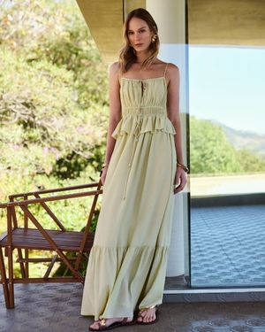 Vestido Longo Alças Detalhe Ponteiras 