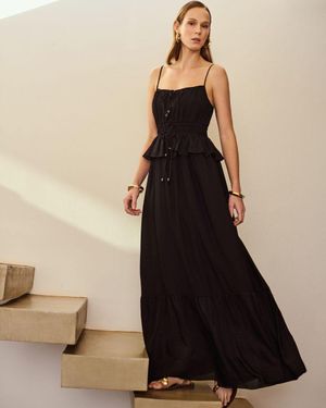 Vestido Longo Alças Detalhe Ponteiras 