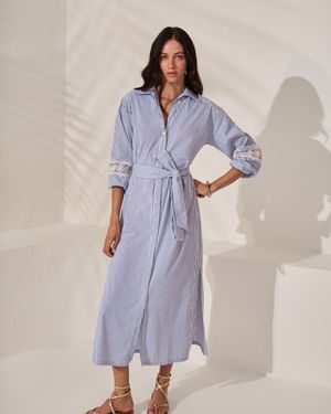 Chemise Listrado com Guipure