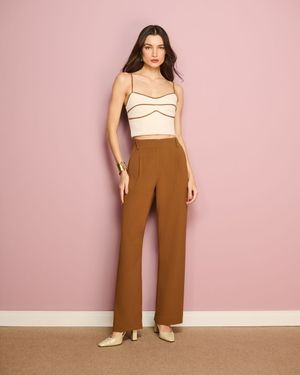 Conjunto Top com Vivo e Calça Pantalona 