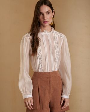 Blusa Manga Longa Puff com Renda