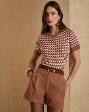Blusa Manga Curta Jacquard Color