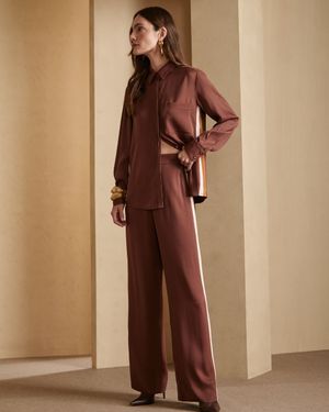 Conjunto Camisa Manga Longa com Vivo e Calça Wide