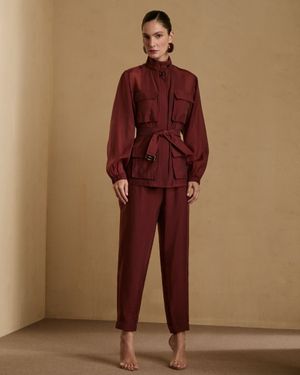 Conjunto Casaco com Cinto e Calça
