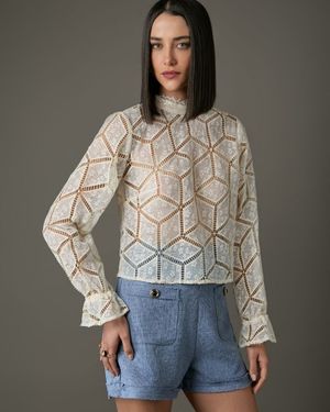 Blusa Renda Manga Longa