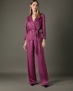 Conjunto Blazer Acetinado e Pantalona